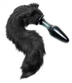 Tailz Midnight Fox Glass Butt Plug With Tail Black