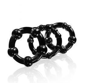 Beaded C Rings 3 Pieces - Black