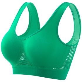 Plus Size Women's Small Chest Push-up Workout Running Yoga (Option: Emerald Green With Chest Pad-M)