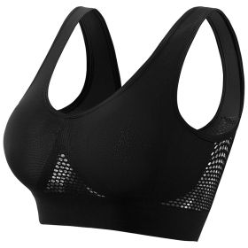 Plus Size Women's Small Chest Push-up Workout Running Yoga (Option: Black Ribbon Chest Pad-M)