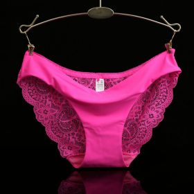 Lace ladies low waist briefs (Option: Rose red-XL)