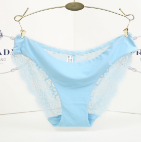 Lace ladies low waist briefs (Option: Light blue-XXL)