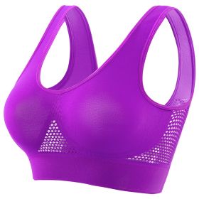 Plus Size Women's Small Chest Push-up Workout Running Yoga (Option: Grape Purple With Chest Pad-2XL)