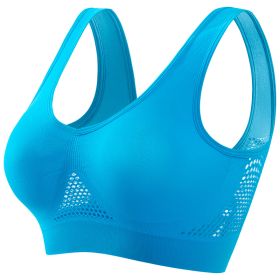 Plus Size Women's Small Chest Push-up Workout Running Yoga (Option: Lake Blue Ribbon Chest Pad-XL)