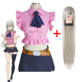 Anime Adult Girl Cosplay Costume The Seven Deadly Sins Elizabeth Liones Cosplay Costume Belt Bow Tie (Color: Set 1, size: M)