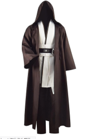 Adult Tunic Costume For Jedi Outfit Skywalker Halloween Cosplay Costume Hooded Robe Cloak Full Set Uniform Three Versions (Color: White, size: L)