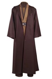 Adult Tunic Costume For Jedi Outfit Skywalker Halloween Cosplay Costume Hooded Robe Cloak Full Set Uniform Three Versions (Color: Brown, size: M)