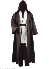 Adult Tunic Costume For Jedi Outfit Skywalker Halloween Cosplay Costume Hooded Robe Cloak Full Set Uniform Three Versions (Color: White, size: S)