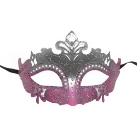 Halloween Party Half Face Mask Masquerade Party Mask Costume Prop (Color: pink white)